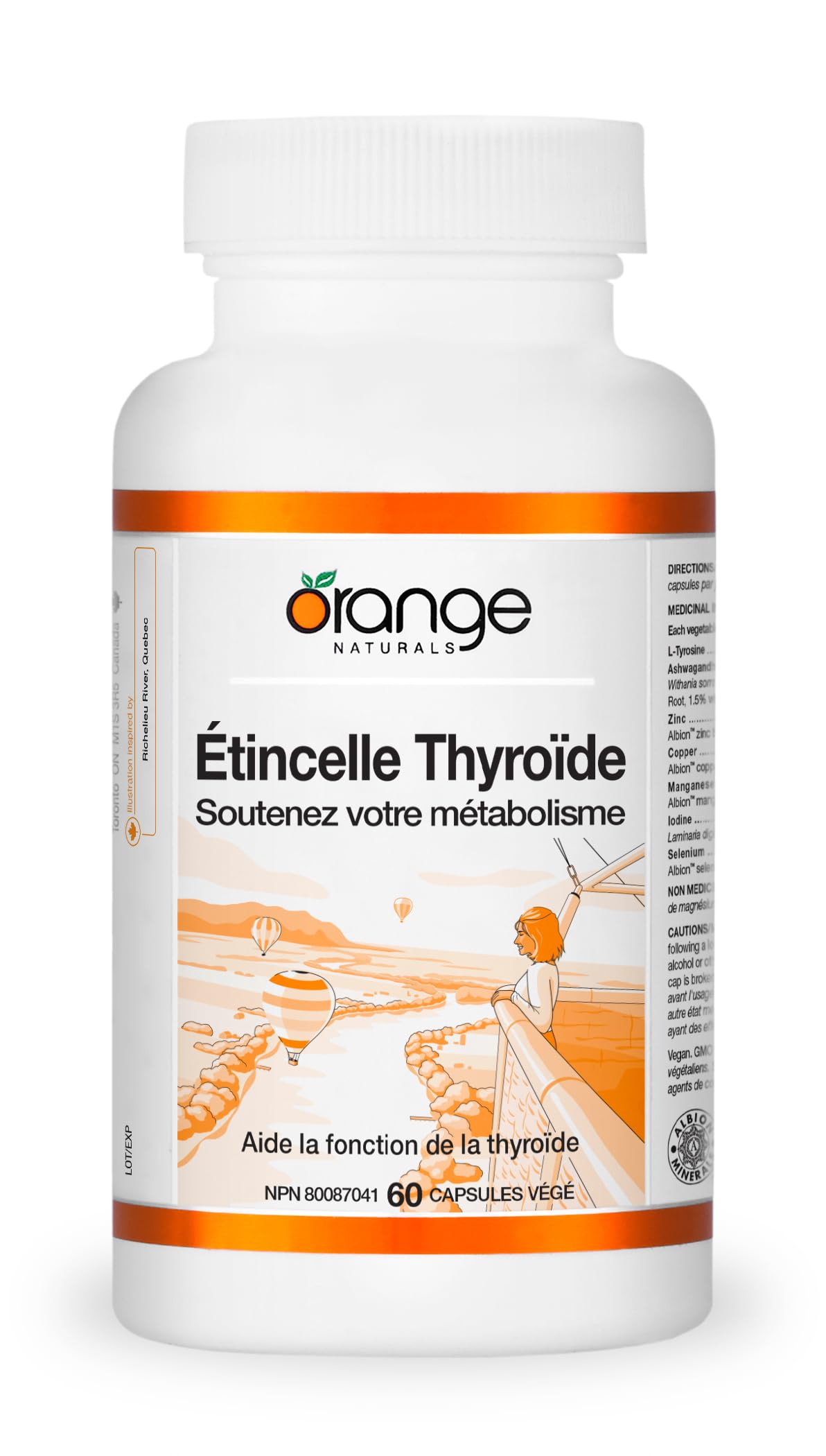 Orange Naturals - Thyroid Spark, 60 gélules (30 jours) - Soutient la fonction saine de la glande thyroïde et votre métabolisme - Prévient la carence en iode - Antioxydant pour combattre les dommages oxydatifs