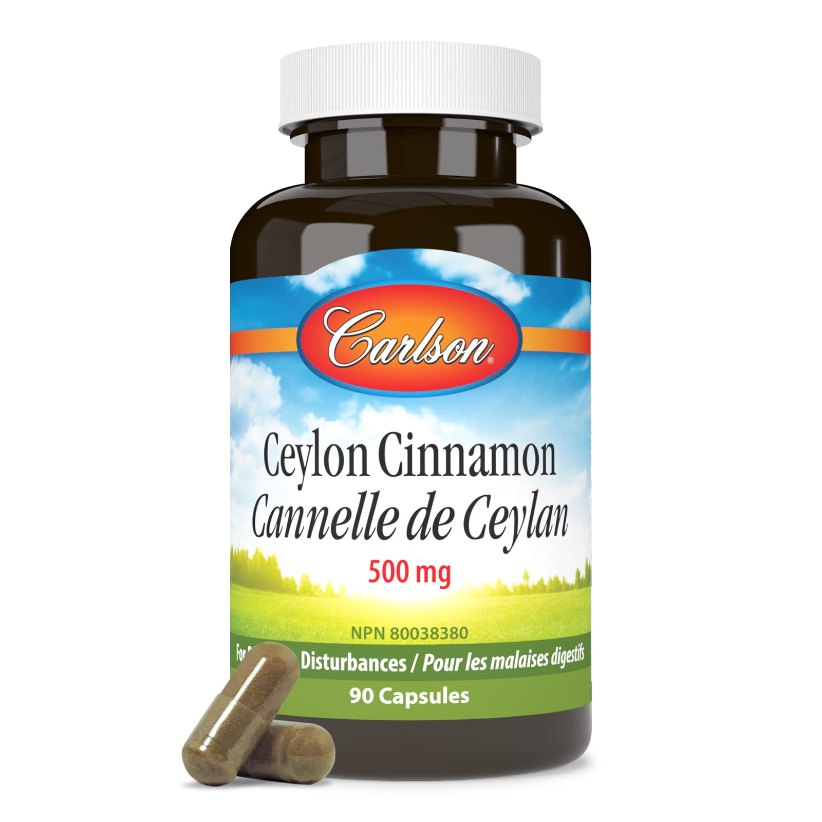 Carlson - Cannelle de Ceylan, Suppléments de Vraie Cannelle, 500 mg, Pilules d'Extrait de Cannelle, Gélules de Cannelle de Ceylan