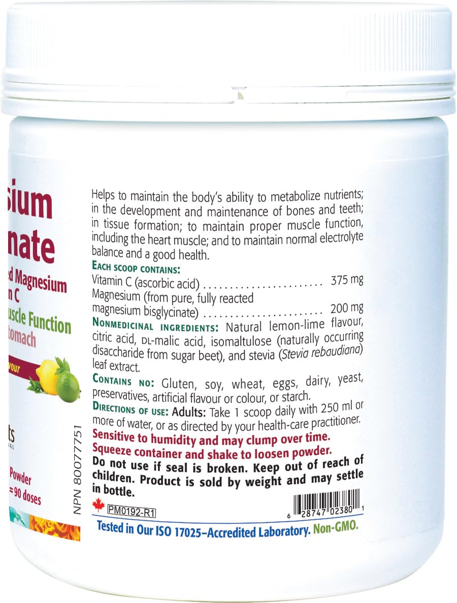 New Roots Herbal - Magnesium Bisglycinate Powder, Lime Flavor Drink Mix - Pure Magnesium Glycinate with Vitamin C for Sleep, Support Heart Health, Muscles Function, Bone & Metabolism