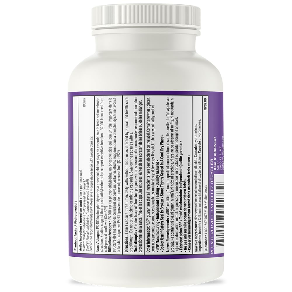 AOR PS 100 Phosphatidylserine Capsules,100mg,Brain Supplement,40-Day Supply