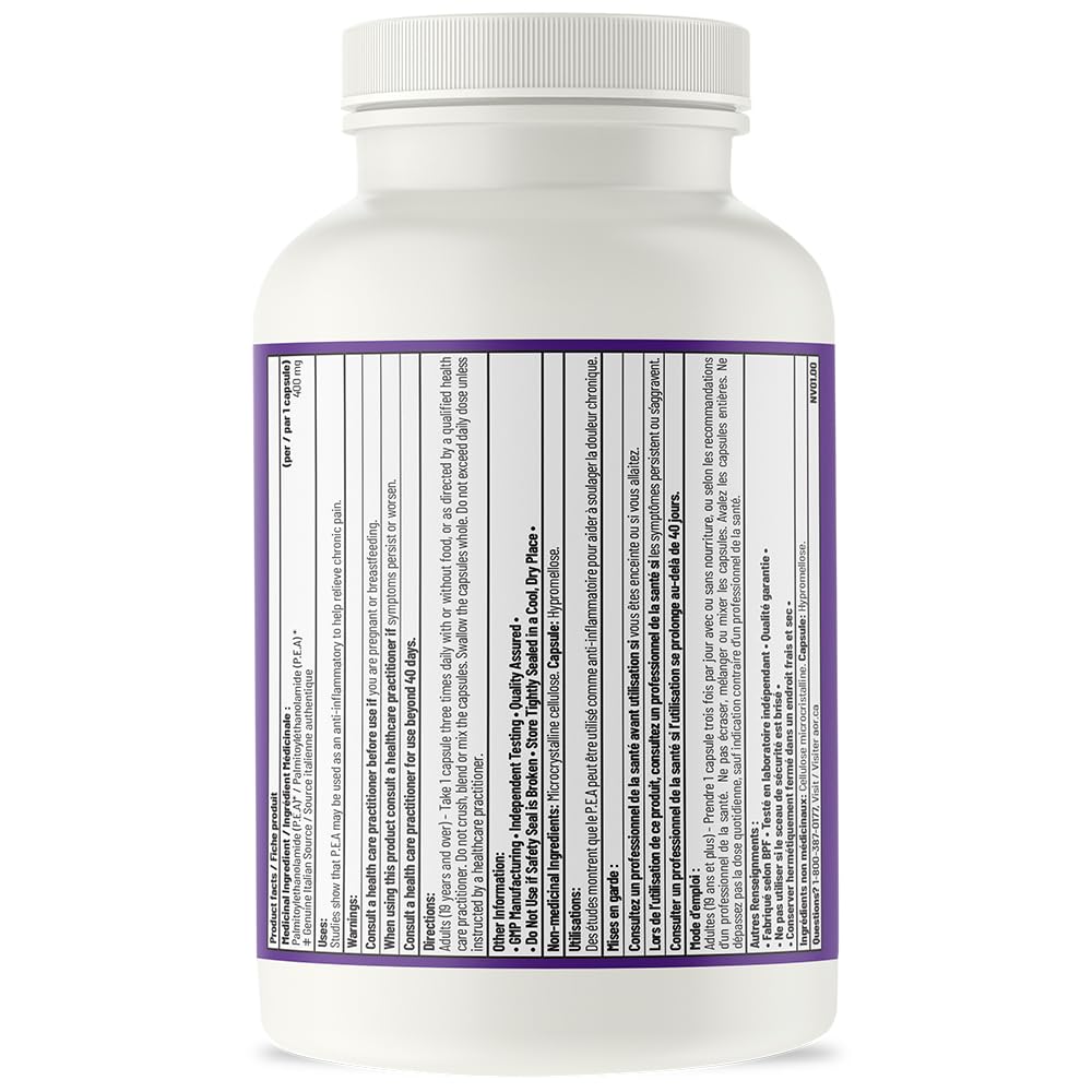 AOR P.E.A.K Activate 400 mg – Supplément de palmitoyléthanolamide (PEA) pour le confort et le bien-être – Sans OGM et végétalien – Supplément de PEA pour un bien-être équilibré et un soutien quotidien