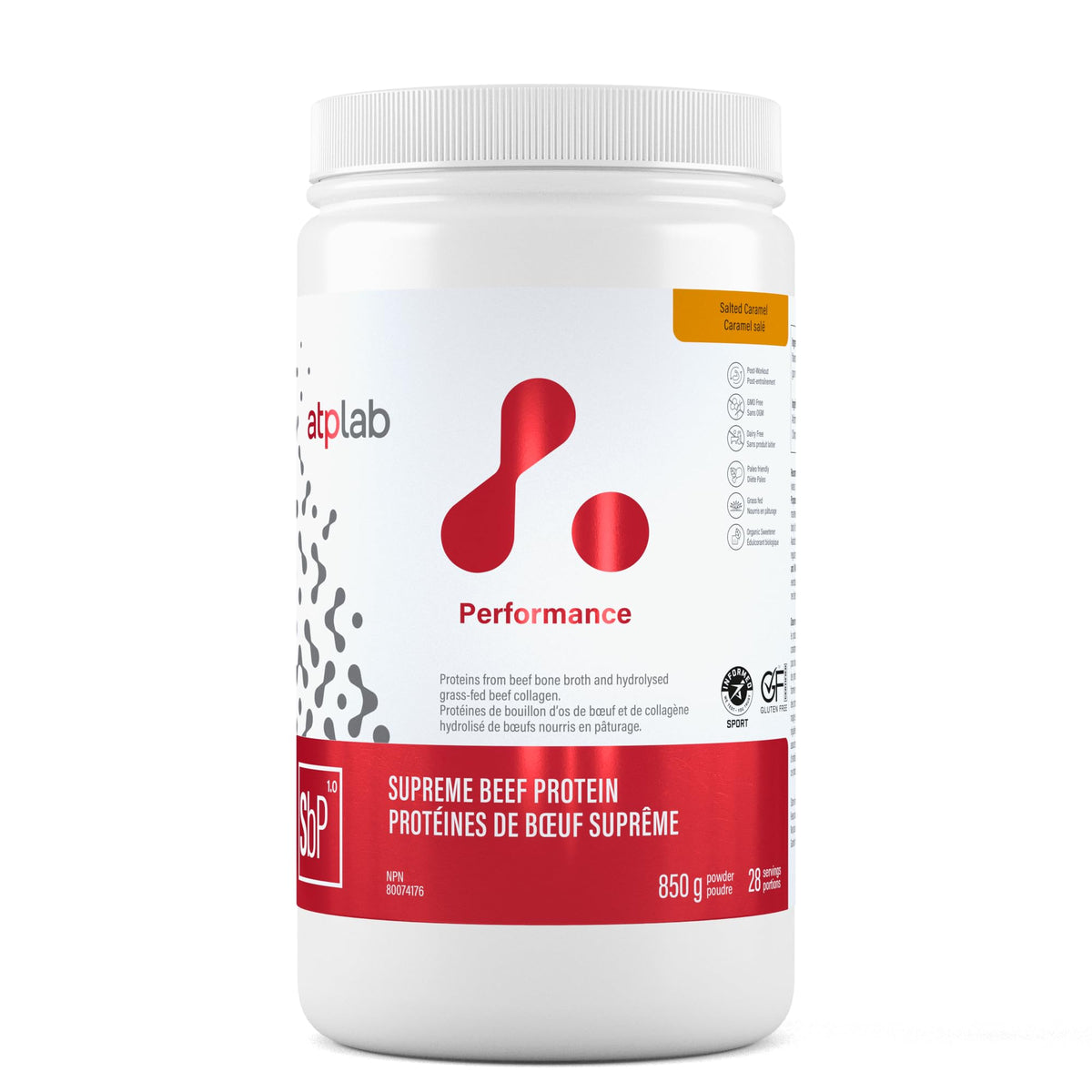 atplab Supreme Beef Protein Powder, Bone Broth, Salted Caramel, 850 g