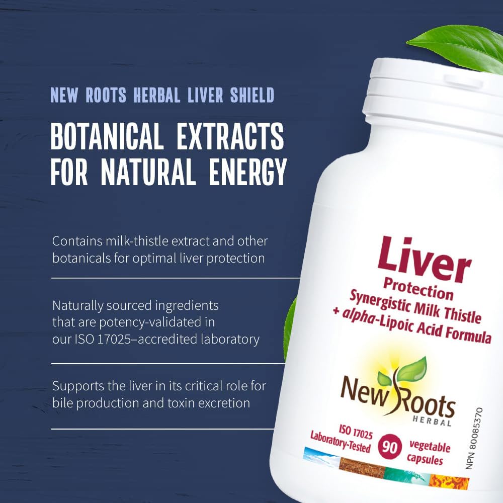 New Roots Herbal Protection du foie Formule synergique Chardon-Marie + Acide alpha-lipoïque