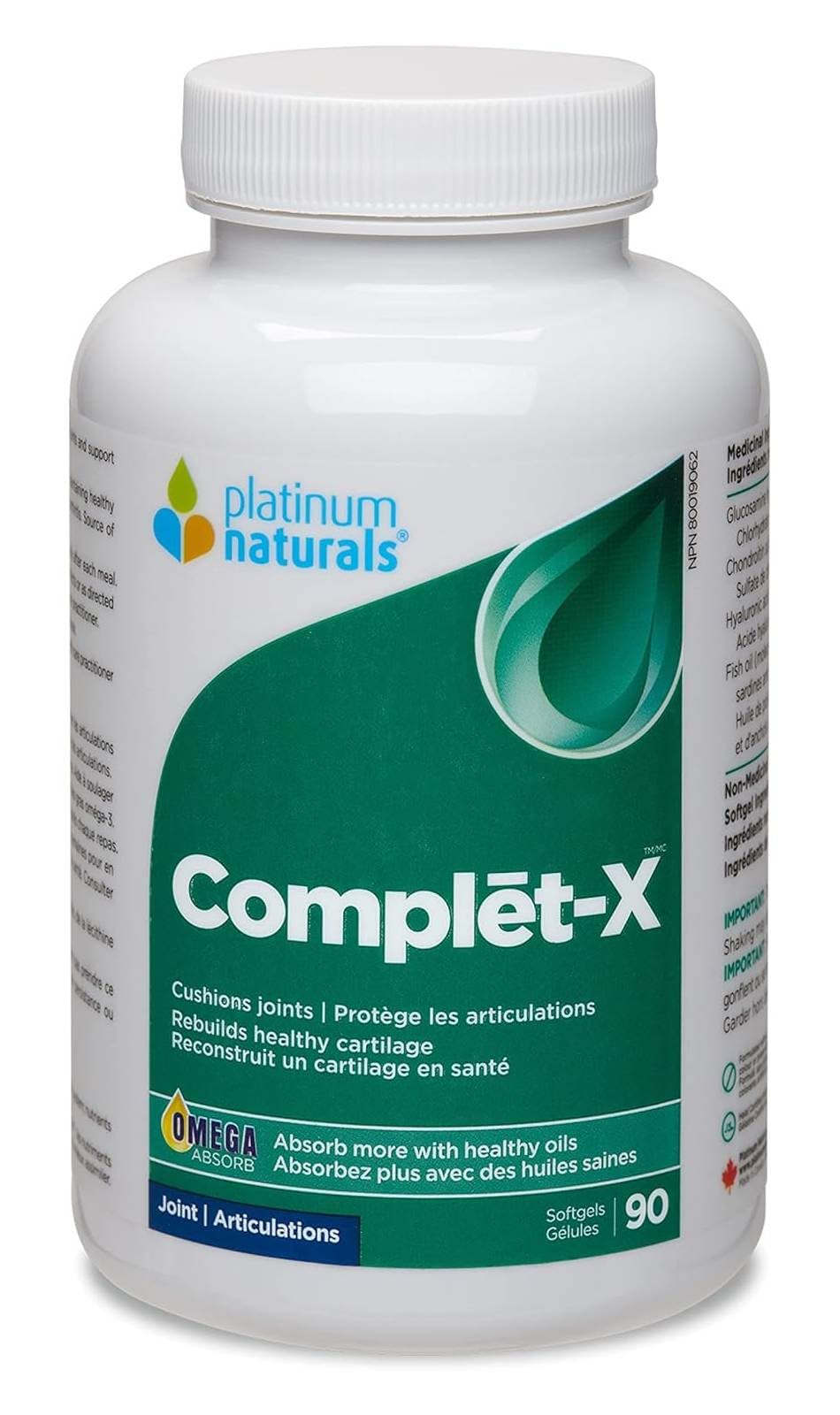 Platinum Naturals Complƒìt-X, 90 gélules – Soutien articulaire avec glucosamine, chondroïtine et huile de poisson oméga-3 – Supplément avancé pour hommes et femmes – Maintien des articulations et du cartilage