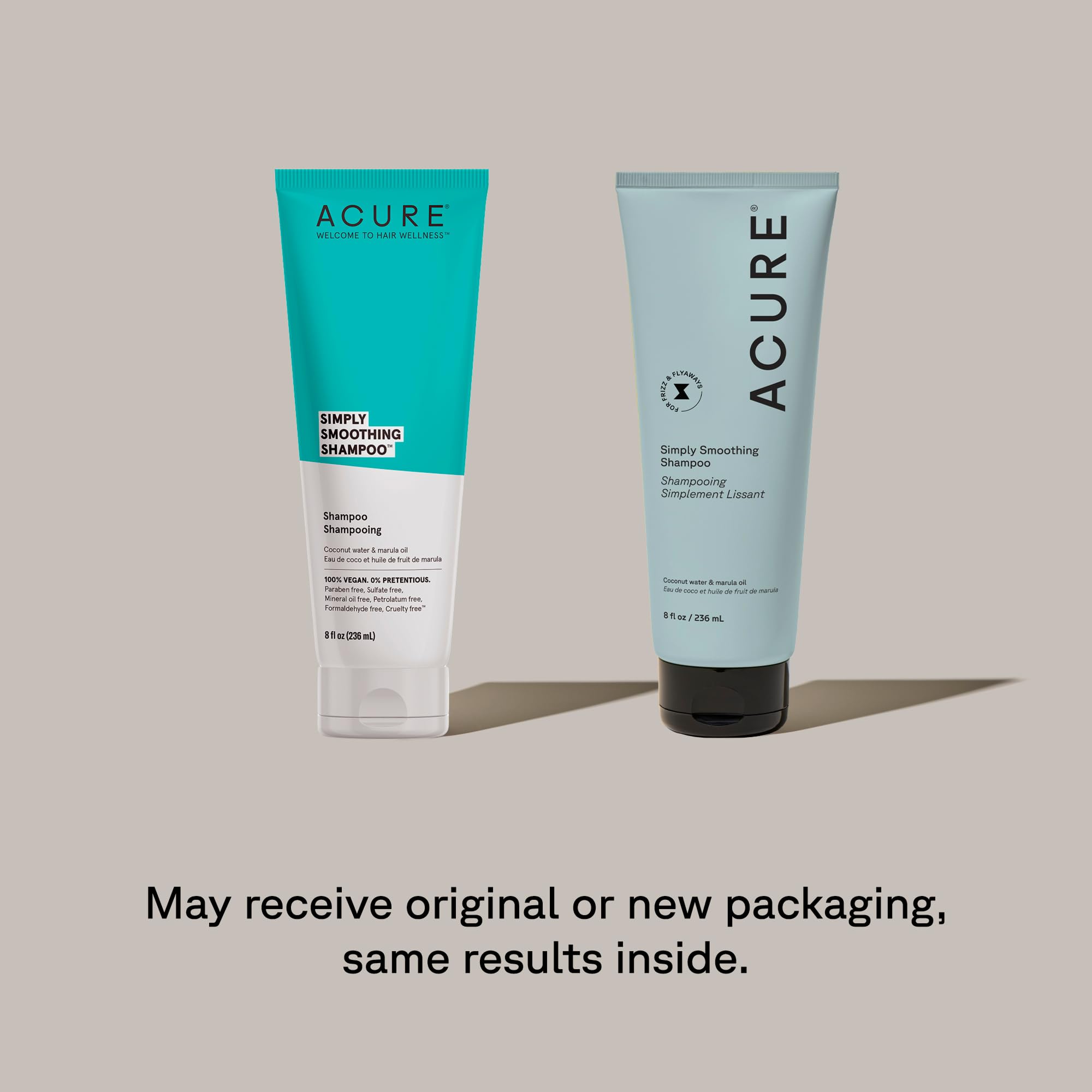 Acure Simply Smoothing Shampoo and Conditioner, Hydrating & Moisturizing for Women & Men, Moisturize Frizzy, Dry, Damaged Hair with Coconut Water, Vegan, Paraben & Sulfate Free