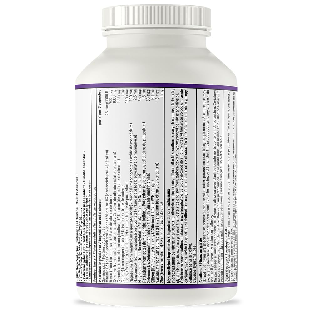 AOR Ortho Minerals, 210 Gélules Végétales, Un Mélange Multiminéral Équilibré Pour 30 Jours, Avec D3, Zinc, Cuivre, Chrome, Soutient le Bien-être Quotidien, le Métabolisme, la Fonction Osseuse et Musculaire, Sans OGM, Sans Gluten