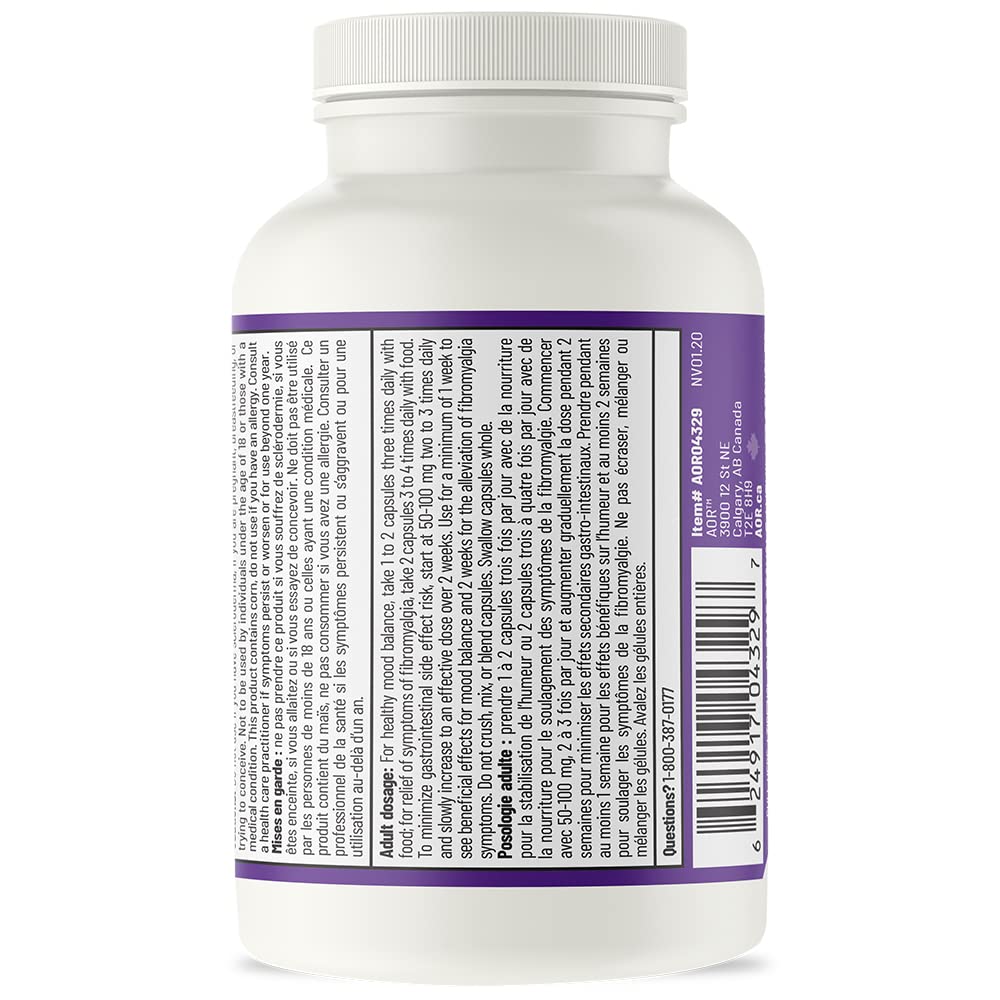 AOR 5-HTP 50mg, 90 gélules, cure de 30 jours – Complément de 5-hydroxytryptophane pour la relaxation, le soutien de la sérotonine et un sommeil réparateur – Végétalien, sans OGM ni gluten, facile à avaler, formule à base d'acides aminés