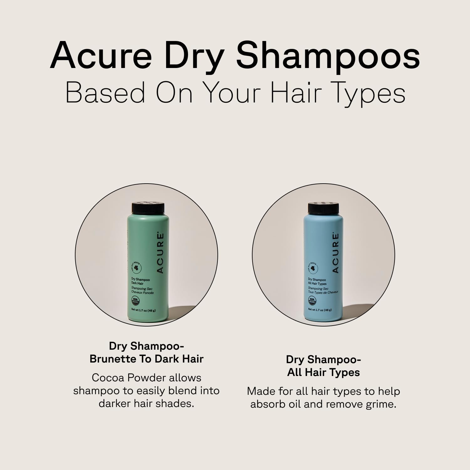 Acure Dry Shampoo - Mini Powder Dry Shampoo for Women with Brunette & Dark Hair, Care to Refresh Treated Color Tinted Hair with Rosemary & Cocoa, Non Aerosol, Clean, 100% Vegan, Travel Size