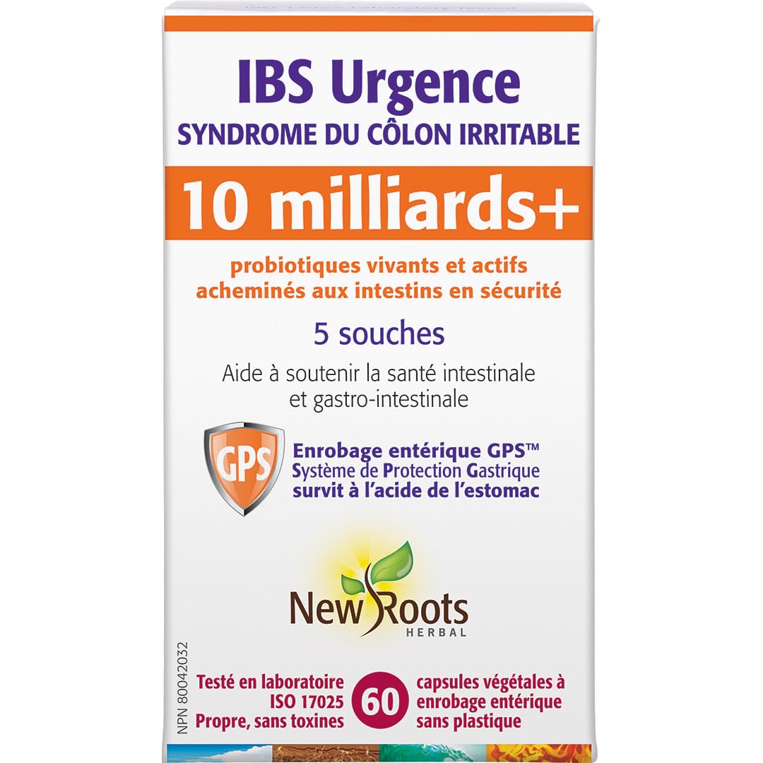 New Roots Herbal IBS Urgency Adult Probiotic, 60 Capsules, 30-Day Supply