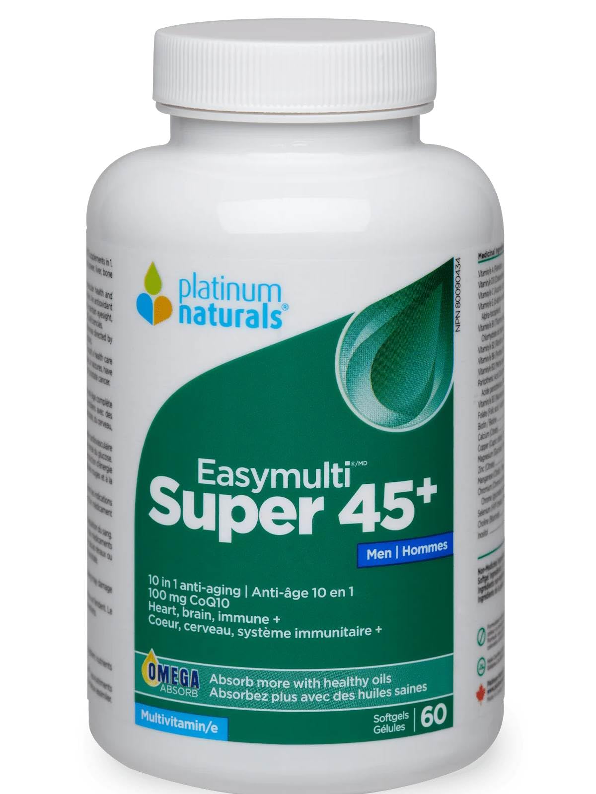 Platinum Naturals - Super Easymulti 45+ pour hommes | Anti-âge | 100 mg de CoQ10