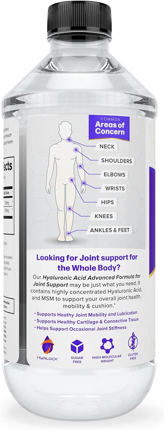 Hyalogic Hyaluronic Acid Joint Support Supplement (12 oz) Advanced Formula Joint Supplement – MSM & 100 mg Hyaluronic Acid Supplements – Joint Supplements for Women & Men for Overall Joint Health