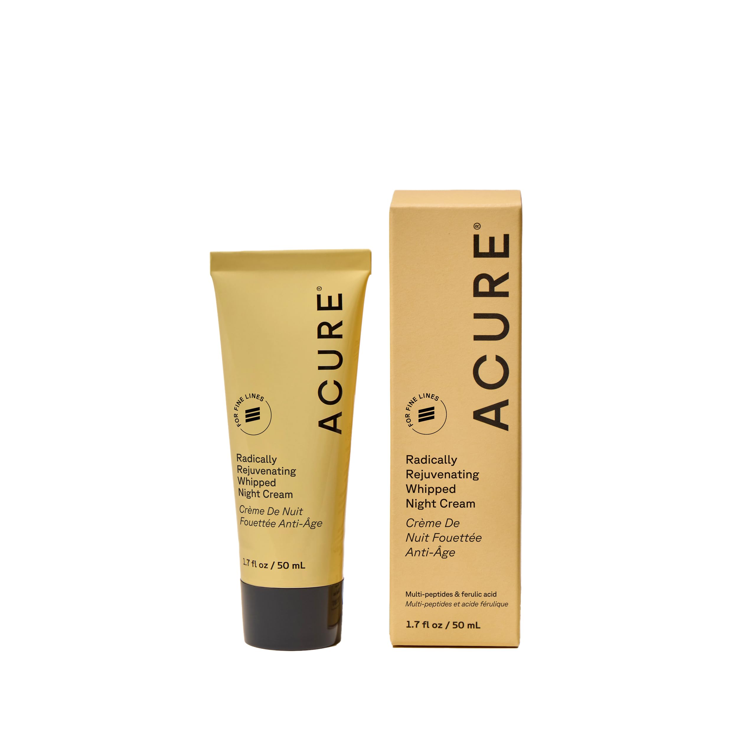 Acure Radically Rejuvenating Whipped Night Cream - Anti Aging Peptide Night Face Cream for Women & Men, Hydrating & Renewing Moisturizer for Fine Lines and Dark Spots with Vitamin C, 50ml
