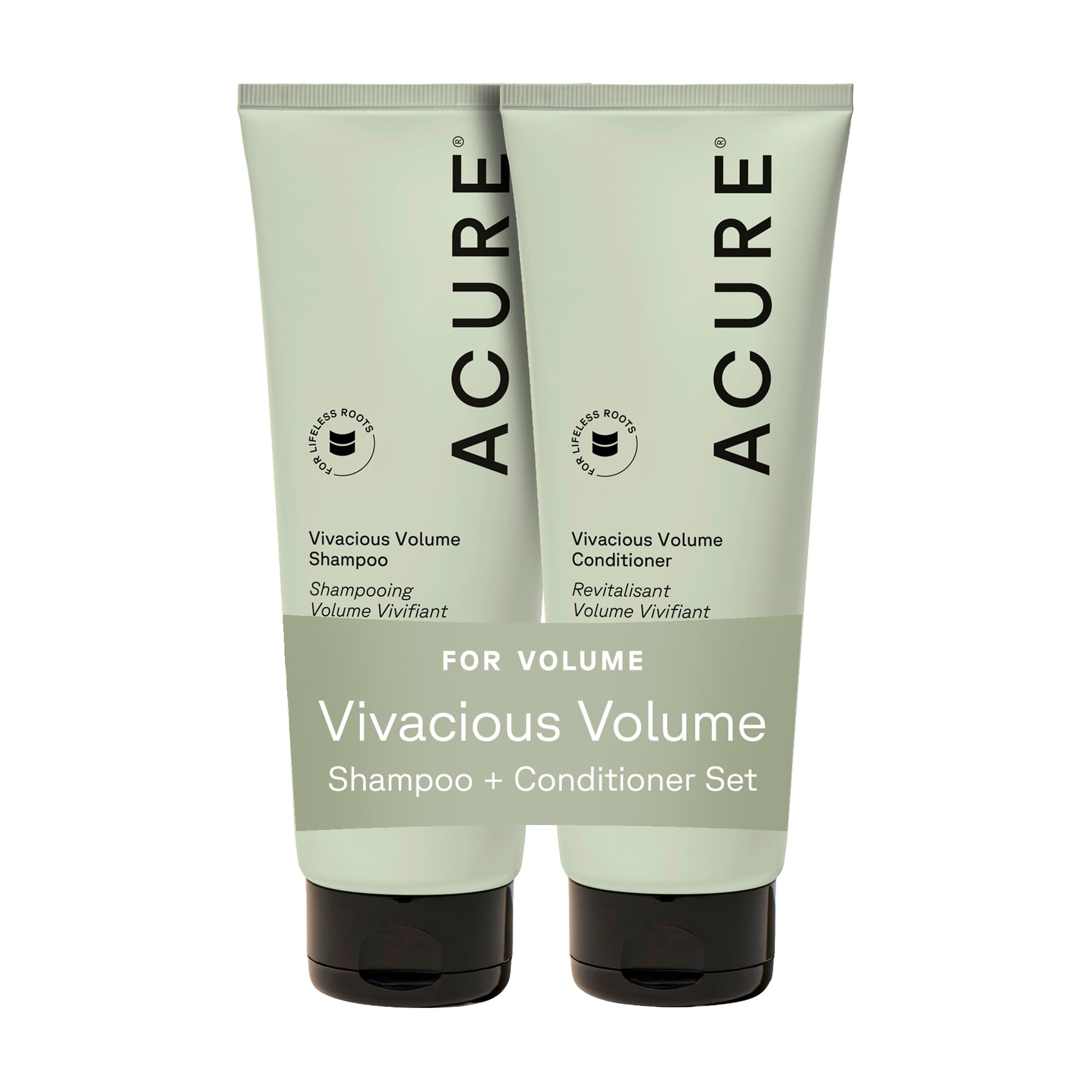 Acure Vivacious Volume Shampoo and Conditioner Set - Thickening & Volumizing Hair Care for Thick, Full Locks, Boost for Thin, Fine Hair, Sulfate Free, Paraben Free, Vegan