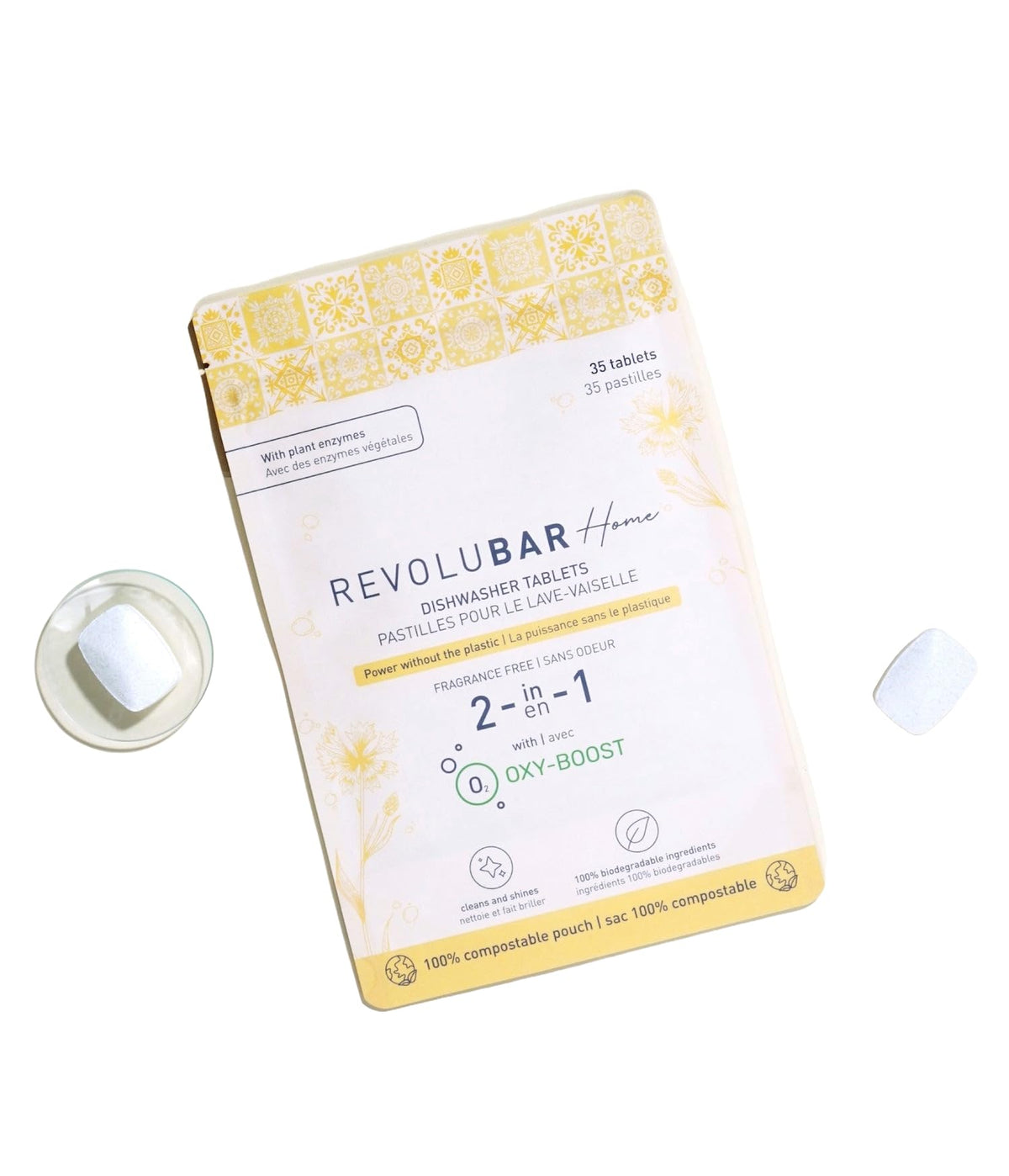 REVOLUBAR Eco-Friendly Dishwasher Cleaner Tablets - Biodegradable Dishwasher Tabs for Removing Detergent Buildup, Grease, and Hard Water Stains - 35 Tabs Pack
