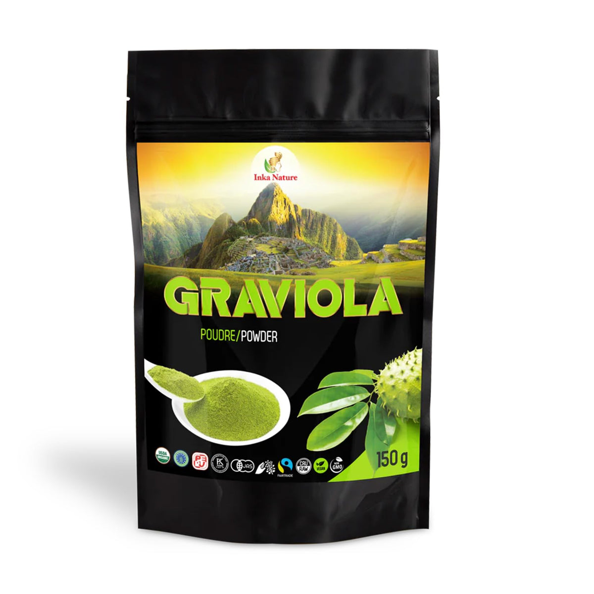 Inka Nature Graviola Powder Supplement, 150g 50 Servings, Plant-Based Superfood with Vitamin C & E, Supports Daily Wellness, Balanced Energy & Healthy Digestion, Rich in Antioxidants, Vegan & Non-GMO