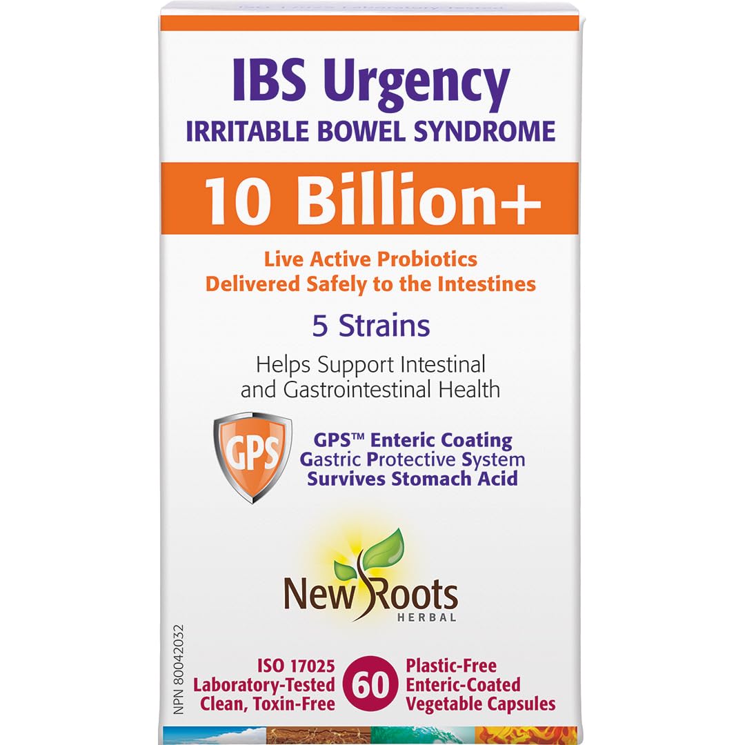 New Roots Herbal IBS Urgency Adult Probiotic, 60 Capsules, 30-Day Supply