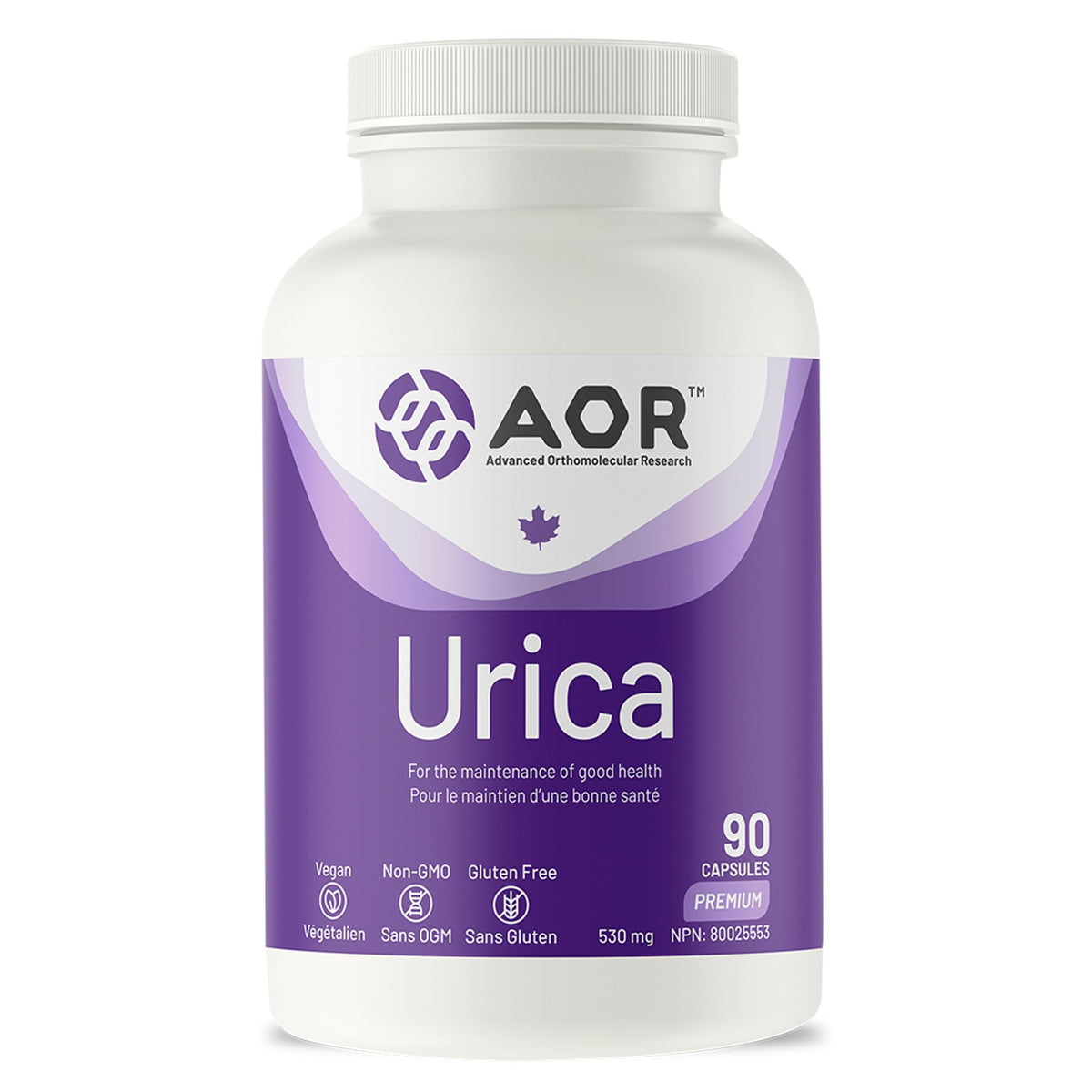AOR Urica, Uric Acid, White Mulberry, Resveratrol, Gluten Free, 90 Capsules