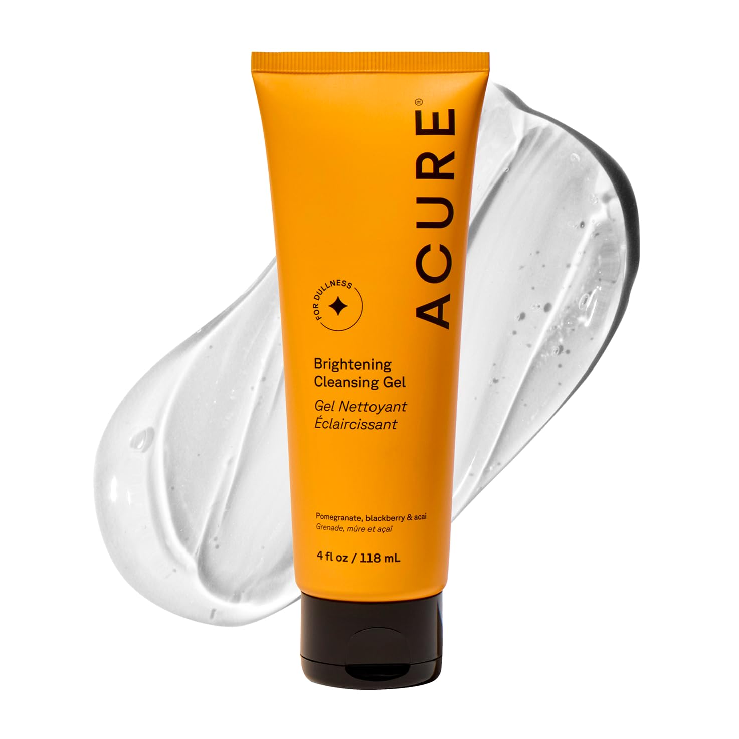 Acure Brightening Cleansing Gel - Vegan Face Scrub, Gentle Facial Cleanser for Radiant Skin with Pomegranate, Blackberry & Acai Infused, Antioxidant-Rich Formula for All Skin Types, 118ml