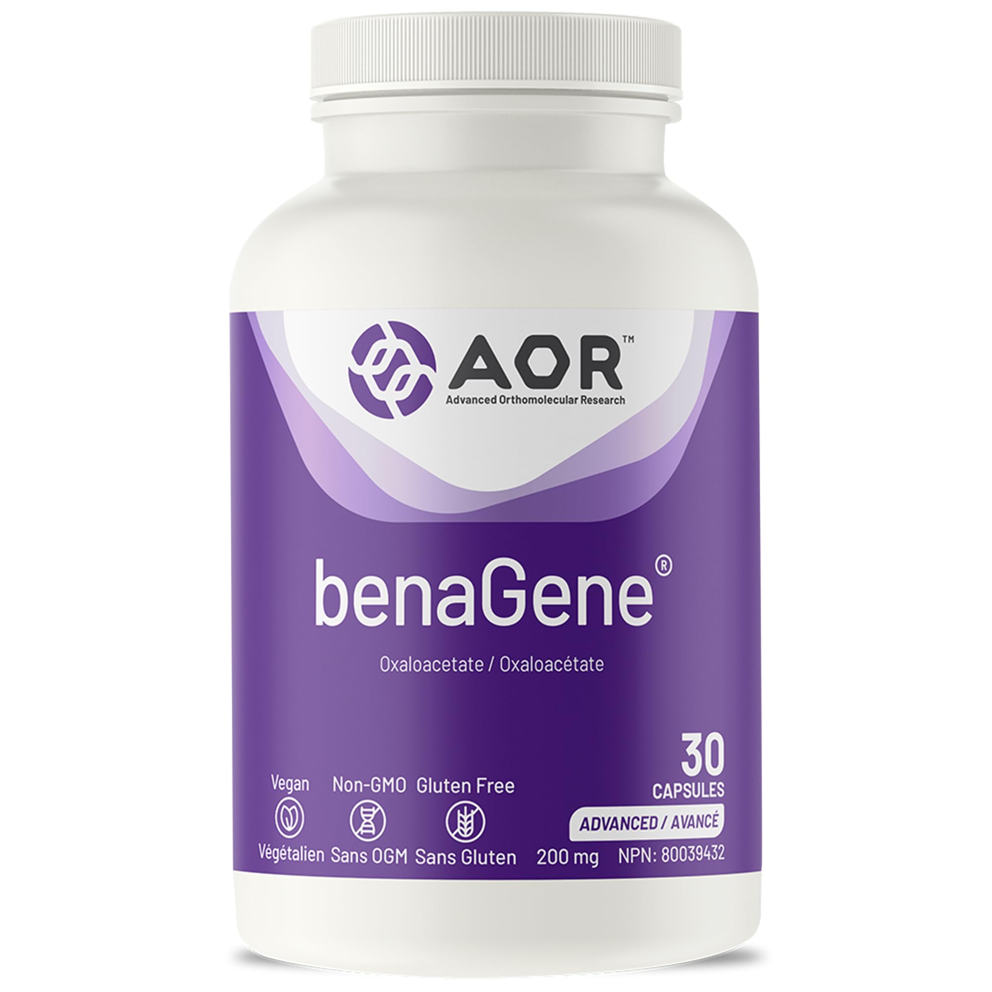 AOR Benagene Stabilized Oxaloacetic Acid with Vitamin C ‚Äì 30 Vegan Capsules, 30-Day Supply ‚Äì Supports Cellular Vitality, Enhances Energy Production & Mental Focus ‚Äì Dairy-Free, Gluten-Free & Non-GMO