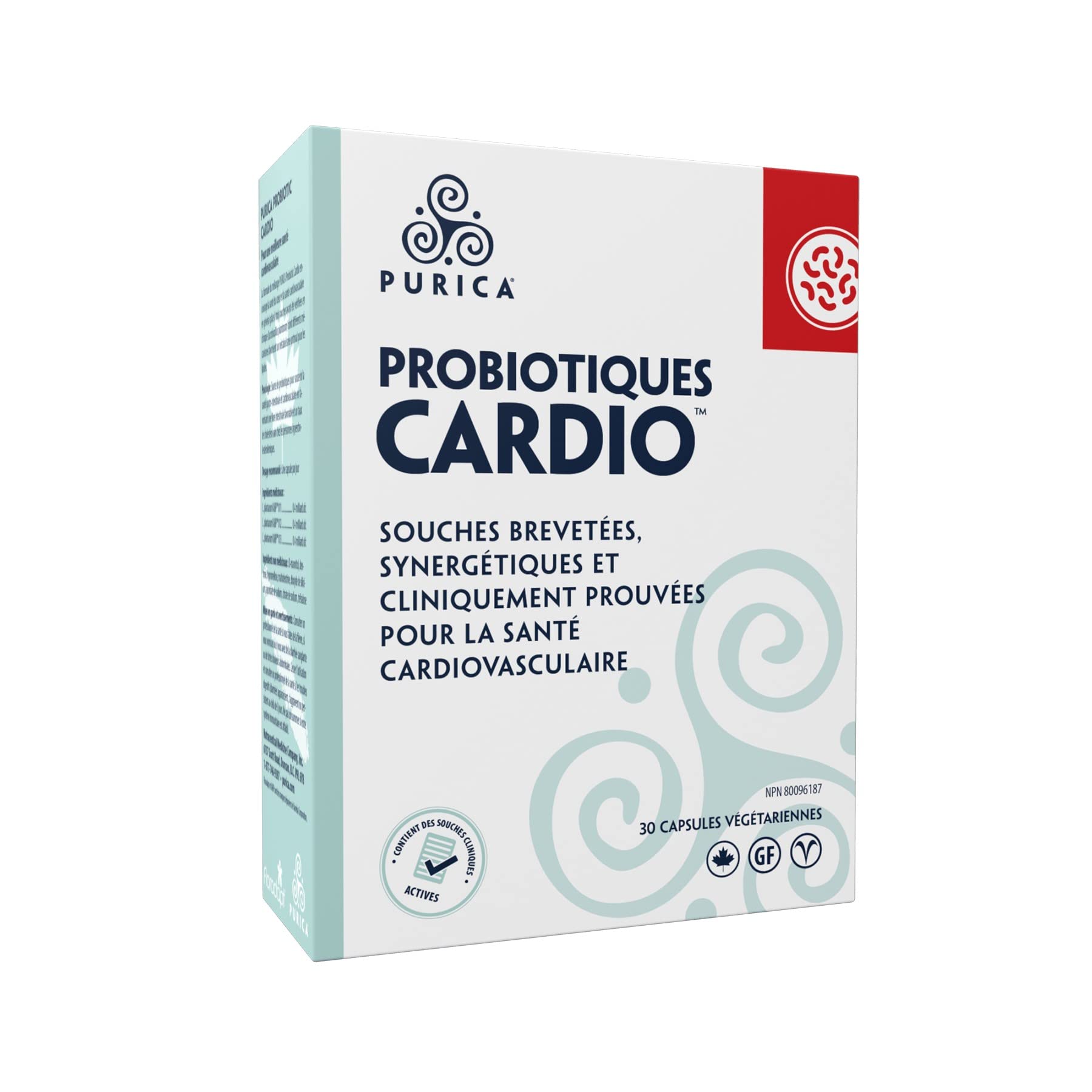 PURICA - Formule probiotique cardio, 30 gélules végétaliennes, apport de 30 jours - Soutient la fonction cardiaque et la santé cardiovasculaire globale - Soutient la santé gastro-intestinale - Sans OGM et sans gluten