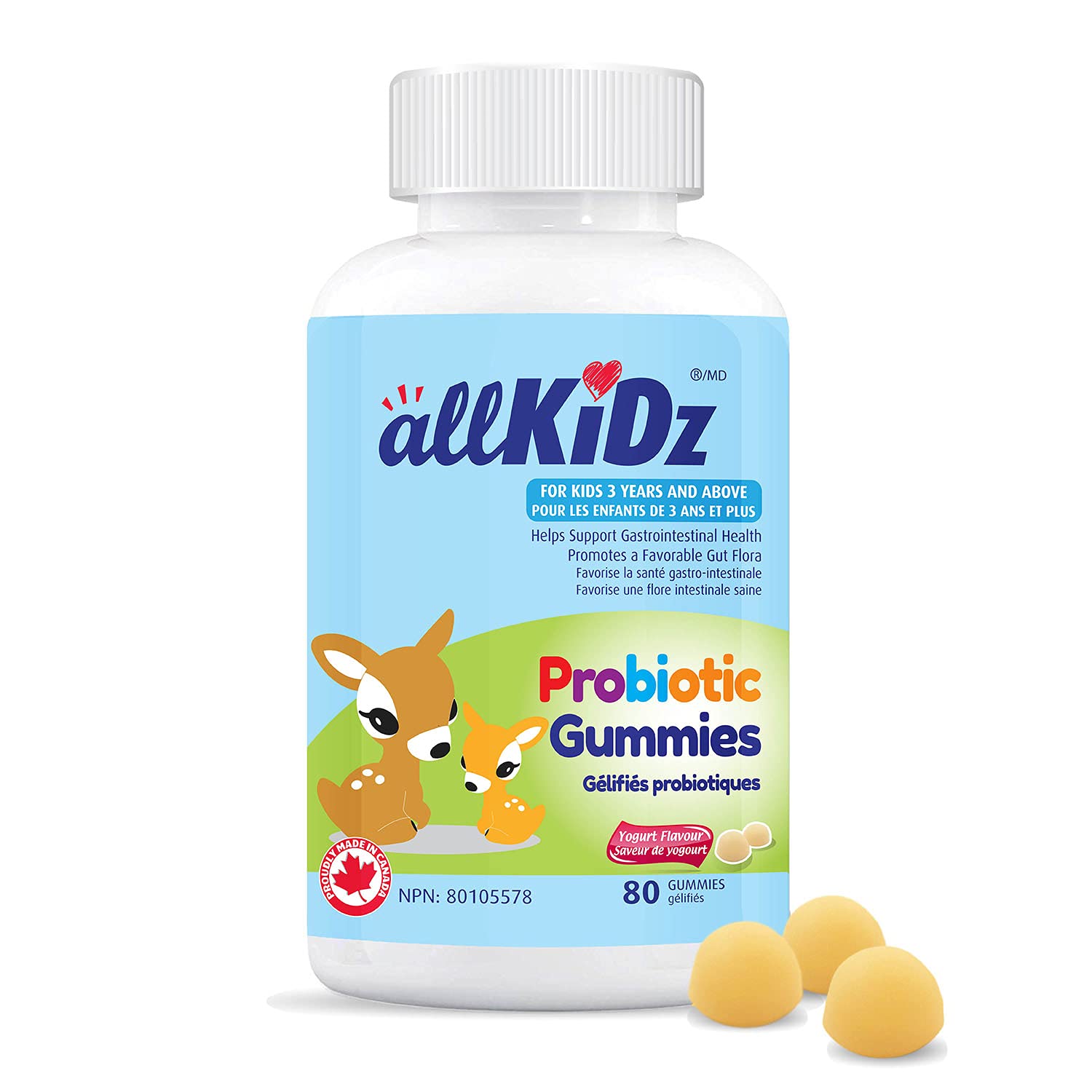 allKiDz Probiotic Gummies for Kids Children Digestive Health and Immunity Supplement, No Refrigeration Required, 80 Count