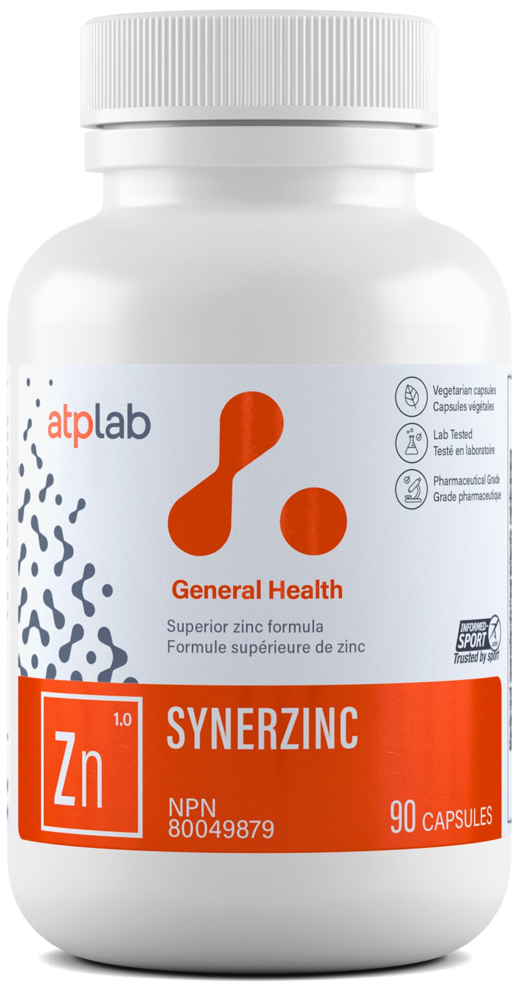 ATP LAB - Synerzinc, 90 gélules, approvisionnement de 90 jours - Supplément de zinc, un minéral essentiel - Aide à maintenir une peau saine et une fonction immunitaire - Aide à produire et à réparer les tissus conjonctifs