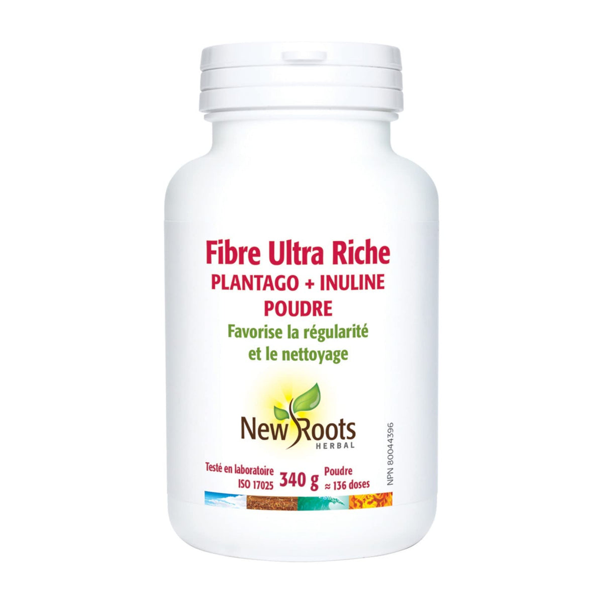 New Roots Herbal Psyllium Husk & Inulin Fibre Powder, 136 Servings, 340 g