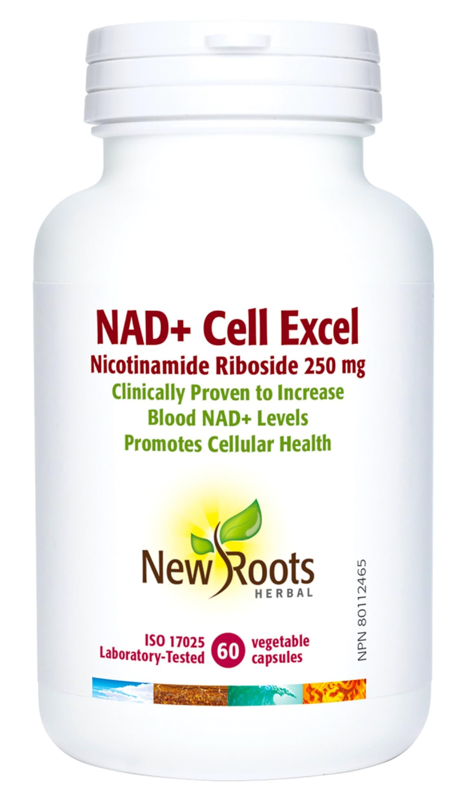 NEWROOTS NAD+ ExCell, Riboside de nicotinamide 250 mg, 60 gélules végétales, 30 jours, énergie cellulaire et soutien de la concentration, NAD+ pur pour la vitalité, aide à maintenir la performance cognitive et un sommeil réparateur, sans OGM