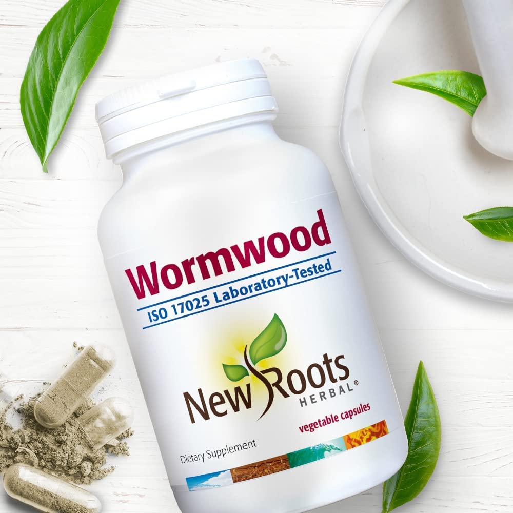 New Roots Herbal Wormwood Capsules for Adults, Digestive Bitters, 100 Pack