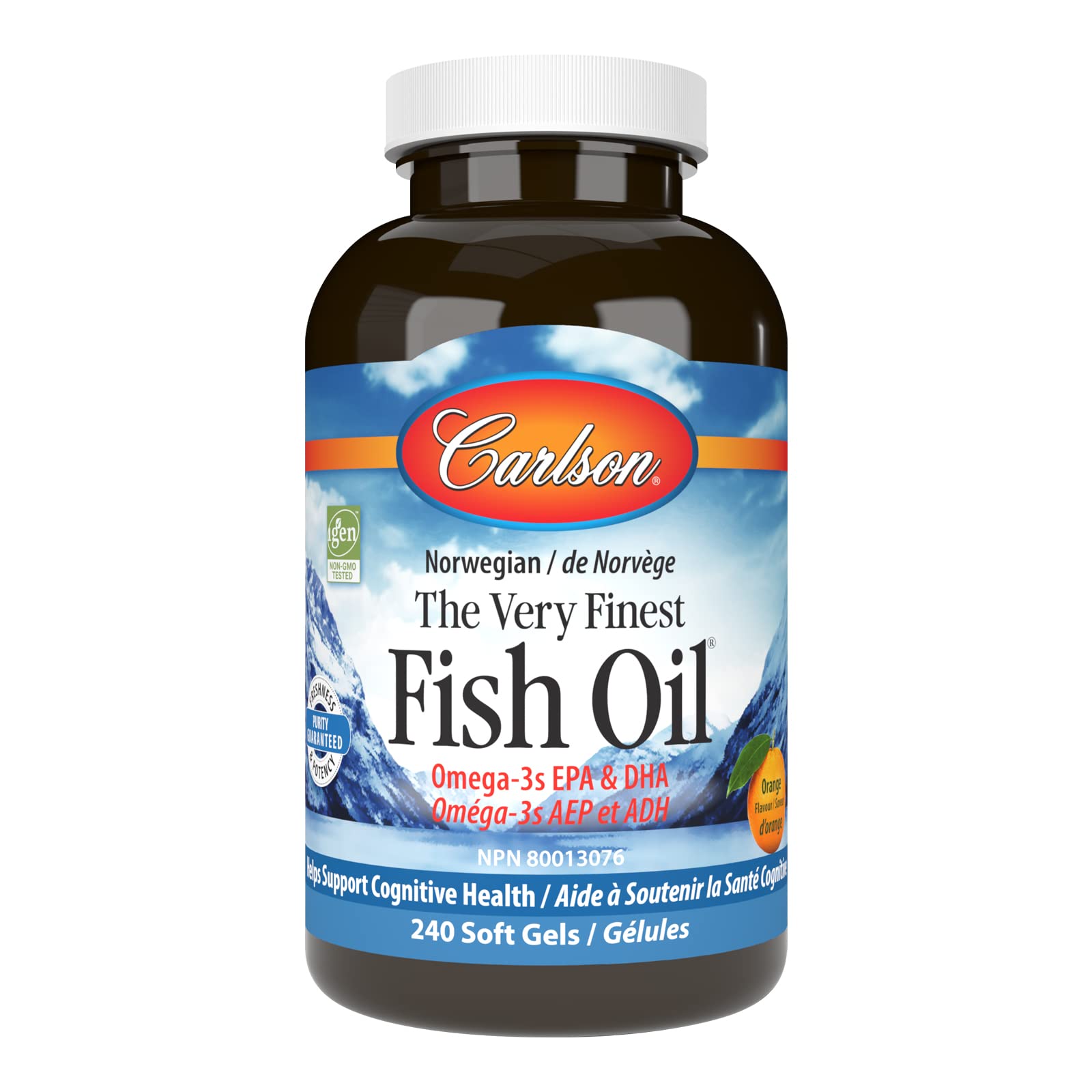 Carlson - Huile de poisson de très haute qualité, 350 mg d'oméga-3, supplément d'huile de poisson norvégienne, huile de poisson sauvage oméga-3, capsules d'huile de poisson issues de sources durables, supplément d'oméga-3