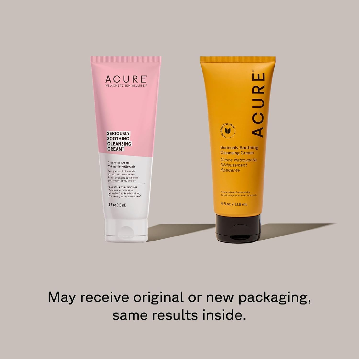 Acure Seriously Soothing Cleansing Cream - Gentle Hydrating & Exfoliating Face Wash, Daily Facial Cleanser for Women & Men with Chamomile & Sunflower Amino Acids, Sulfate Free, Vegan - 118ml