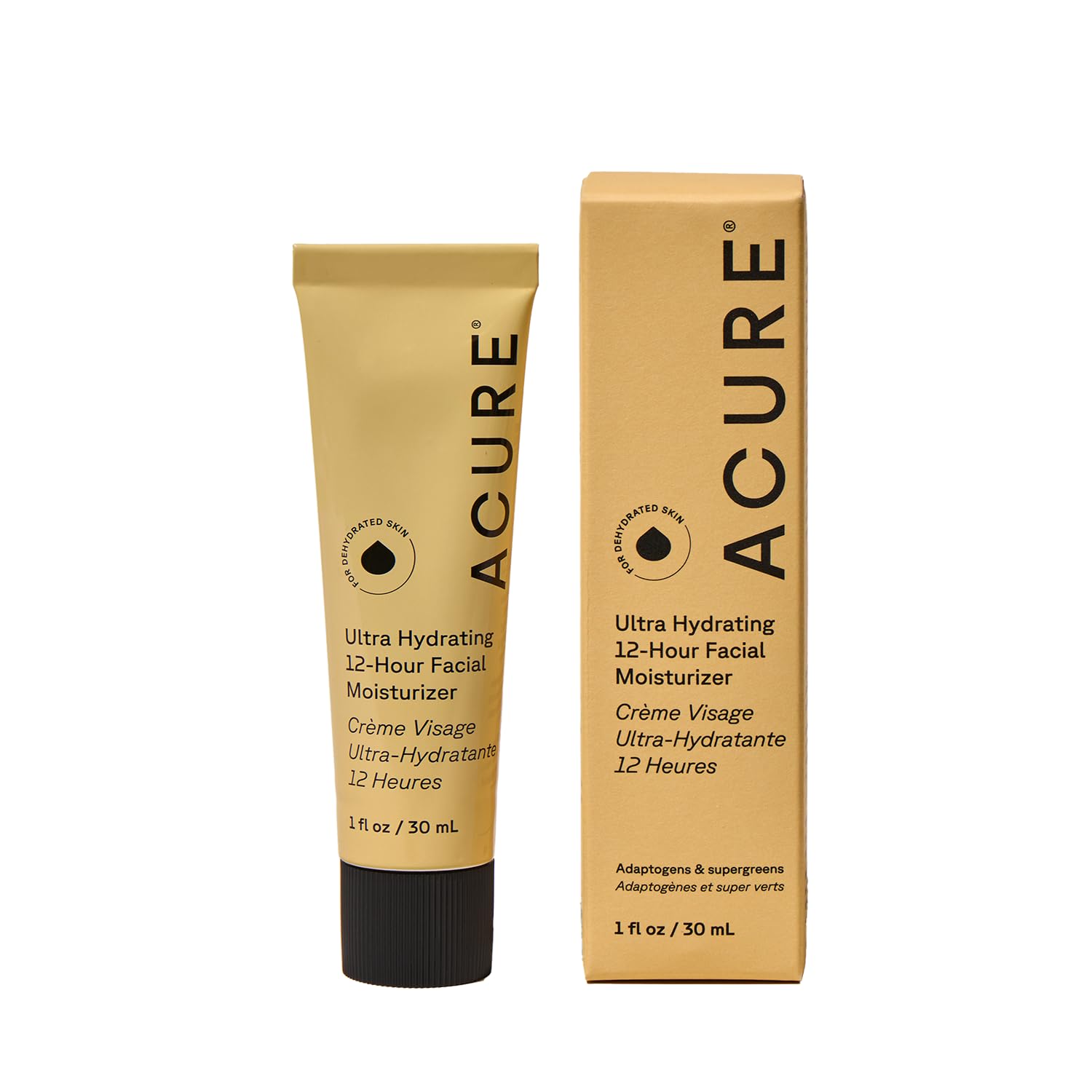 Acure Ultra Hydrating 12 Hour Facial Cream - Intense Face Moisturizer for Women & Men, Hydrating Lotion to Tone & Replenish Dry Skin with Ashwagandha, Holy Basil & Antioxidants, Vegan, 50ml
