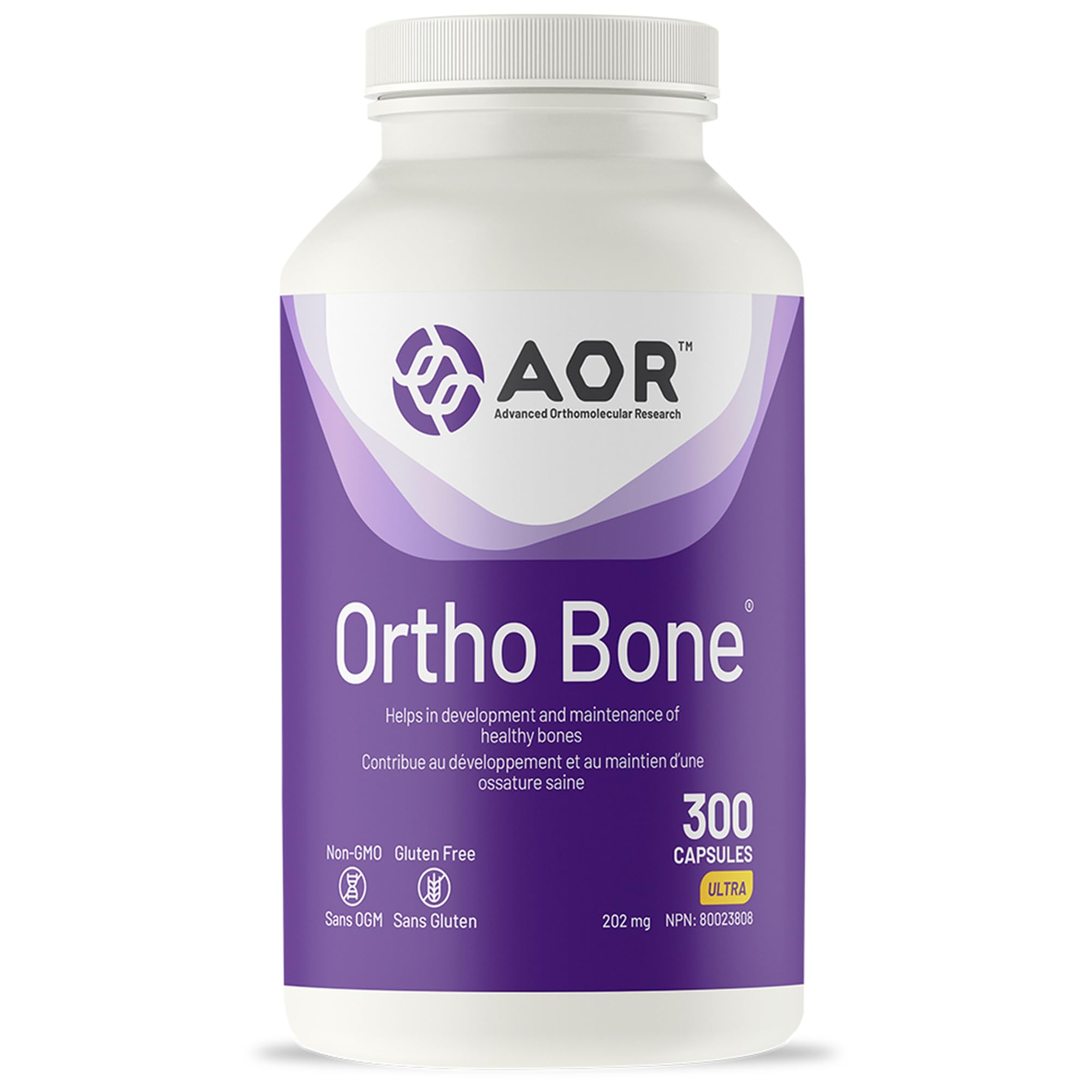 AOR Ortho Bone avec complexe MCHA 202 mg 300 gélules, approvisionnement de 1 mois - Complément de soutien osseux pour des os solides et une bonne densité - Sans gluten et sans OGM - Mélange avancé de minéraux et de nutriments pour la santé osseuse