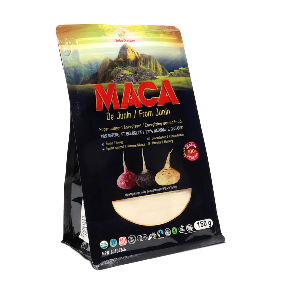 Inka Nature Maca Powder From Junin 150g, 30 Servings, Maca Root for Women and Men, Supports Energy & Endurance, Promotes Hormonal Balance, Enhances Focus, Concentration, Learning and Memory, Vegan