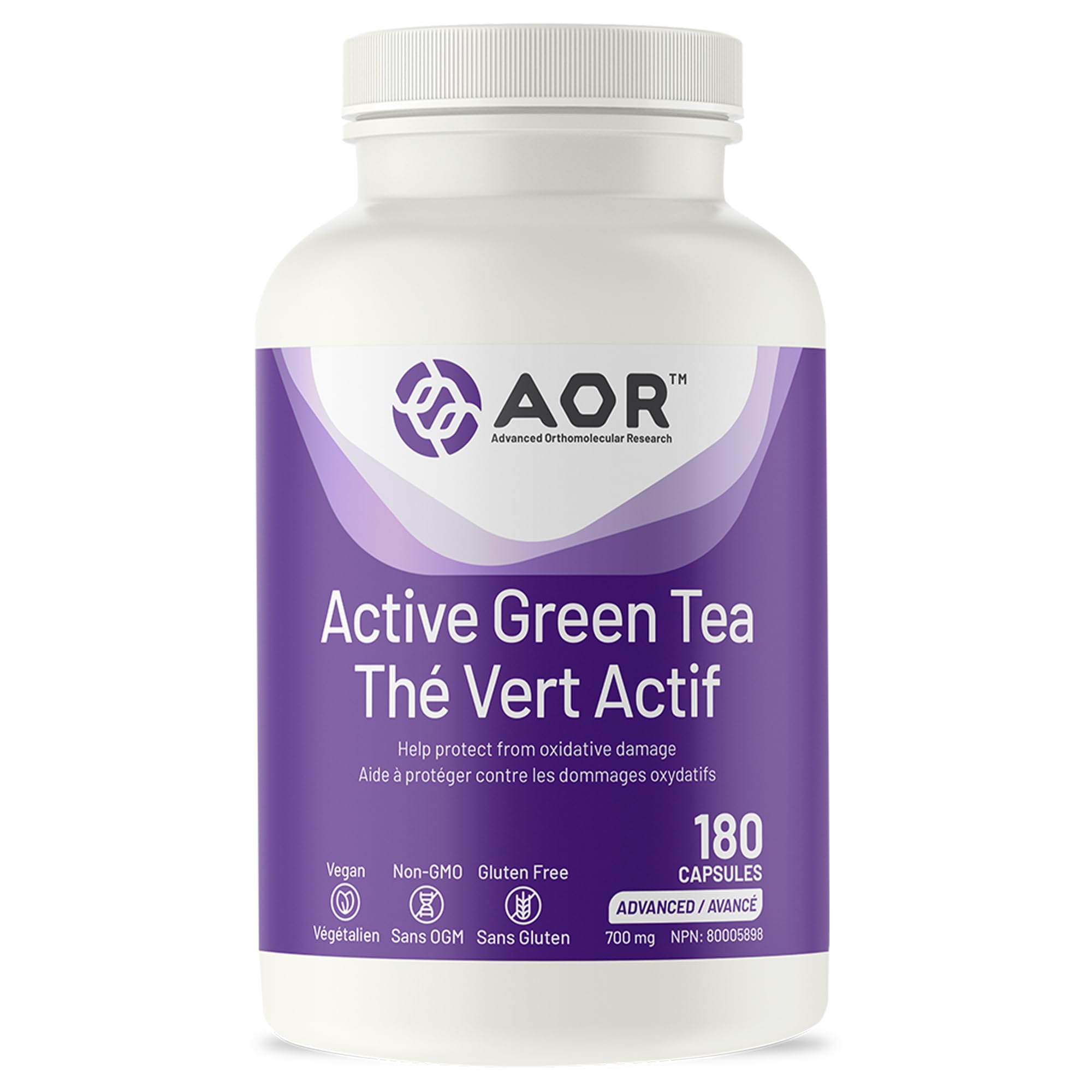 AOR Thé Vert Actif 700mg, 180 Gélules, 60 Jours d'Approvisionnement - Puissant Supplément d'Extrait de Thé Vert EGCG pour le Soutien Hépatique et Digestif et la Santé Cardiovasculaire - Formule Antioxydante Végane, Sans OGM et Sans Gluten