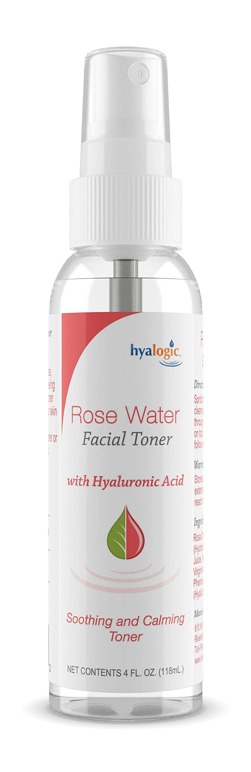 Tonique Facial à l'Eau de Rose et à l'Acide Hyaluronique - Tonique à l'Eau de Rose 100% Naturelle pour le Visage et le Cou, Idéal pour Tous les Types de Peau - Hypoallergénique, 120 ml