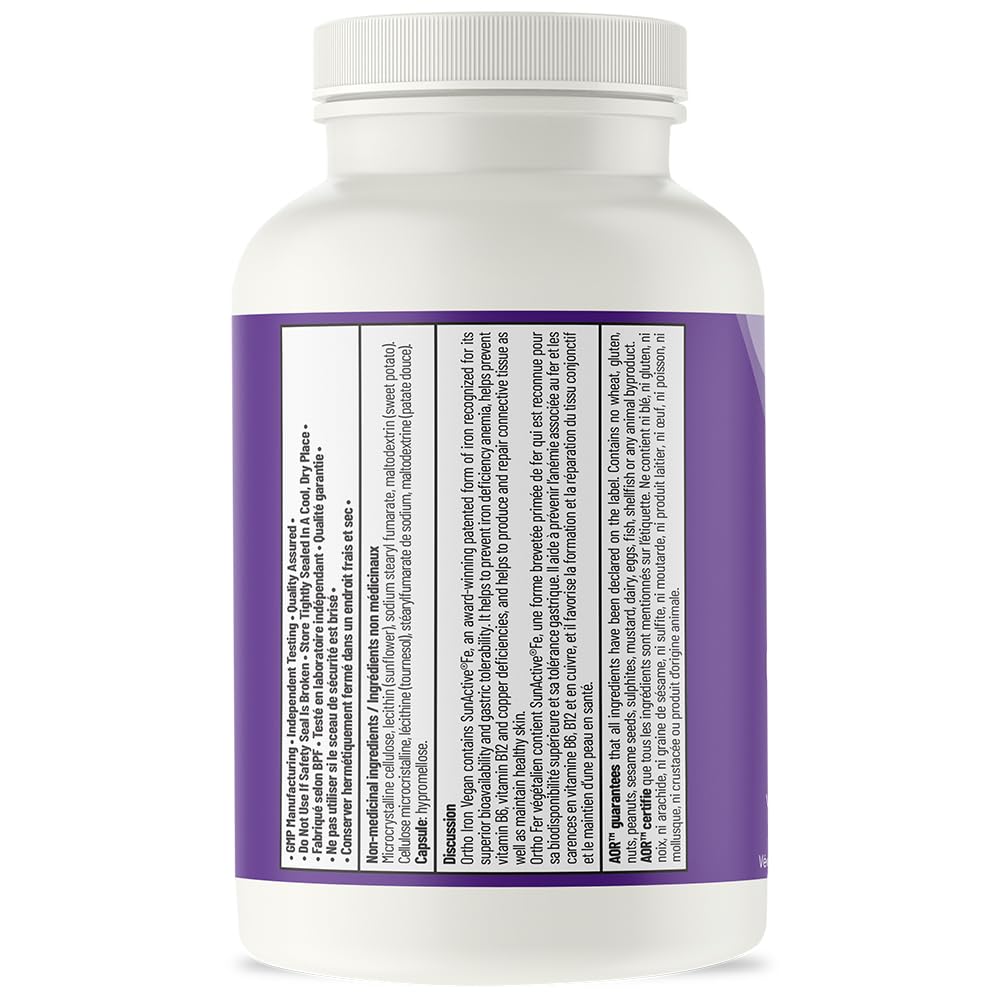 AOR Iron Supplements, Ortho Iron, 30 mg, 60 Capsules, 60 Day Supply