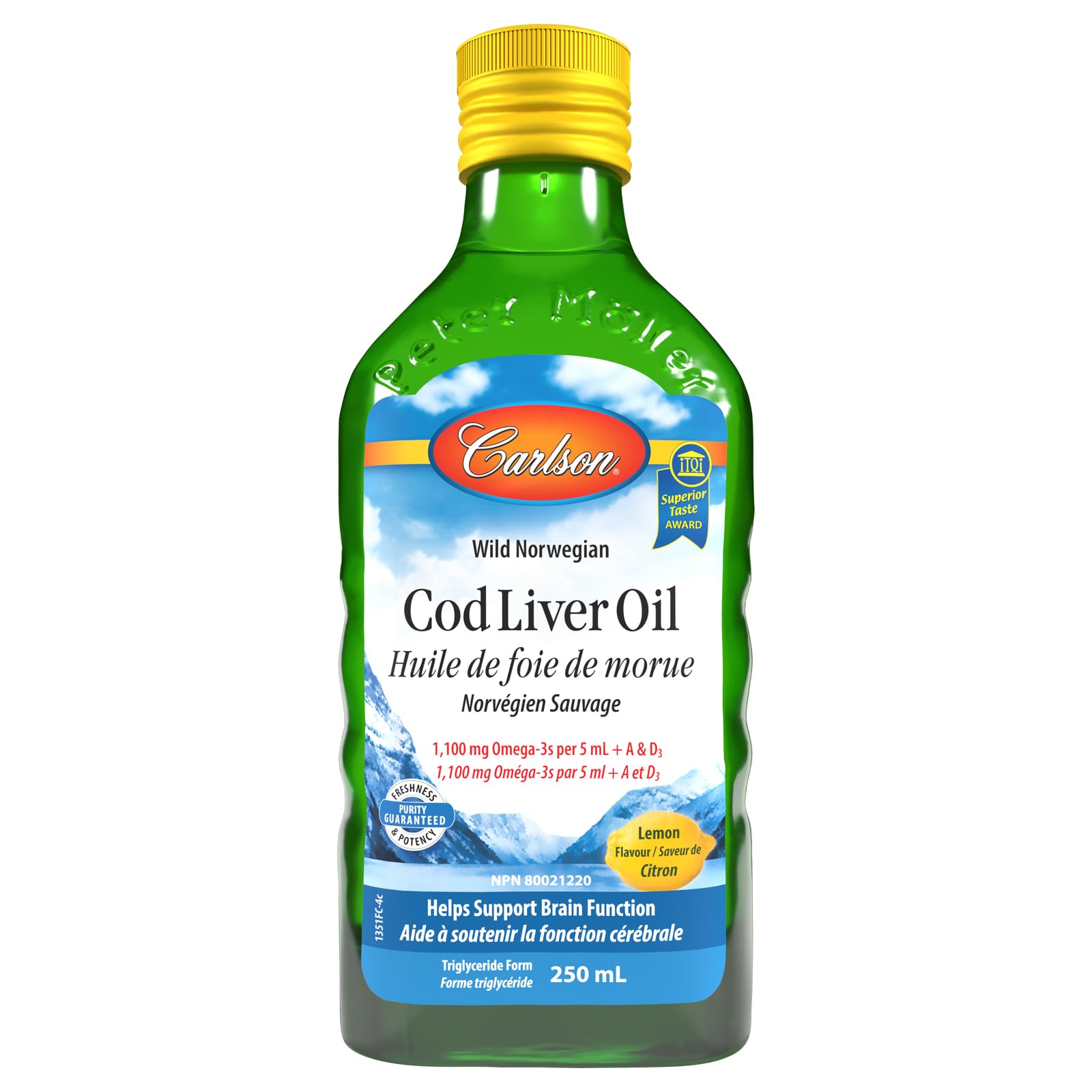 Carlson - Cod Liver Oil, 1100 mg Omega-3s + A & D3, Wild-Caught Norwegian Arctic Cod-Liver Oil, Sustainably Sourced Nordic Fish Oil Liquid
