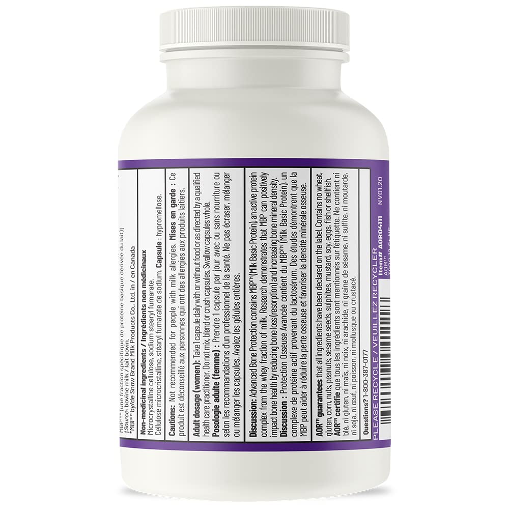 AOR Advanced Bone Protection 40mg, 30 capsules, cure de 30 jours, complément de soutien osseux, végétarien, sans OGM, sans gluten, favorise la densité minérale osseuse et la résistance, soutien du collagène pour des os sains