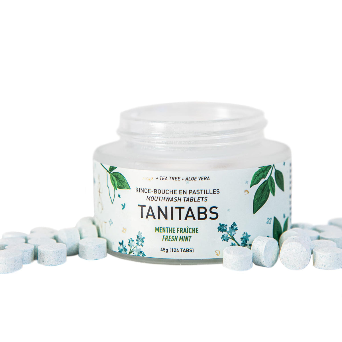 TANIT TANITABS Chewable Mouthwash Tablets - Portable & Mini Size for Travel, Perfect for Bad Breath - Comes in Eco-Friendly Bamboo Jar - Fresh Mint Flavor - 124 Count