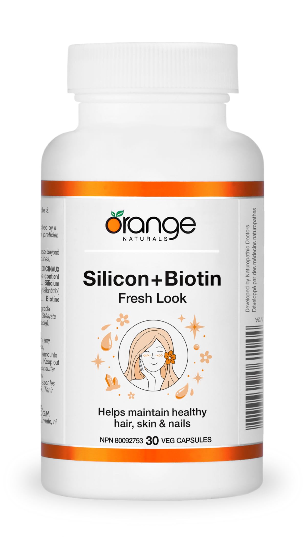 Orange Naturals - Silicon + Biotin Fresh Look 30 Capsules 30-Day Supply - Enhanced Formula for Vibrant Appearance, Hair & Nail Strength, Essential Silica & Biotin Complex, Vegan, Non-GMO & Gluten-Free