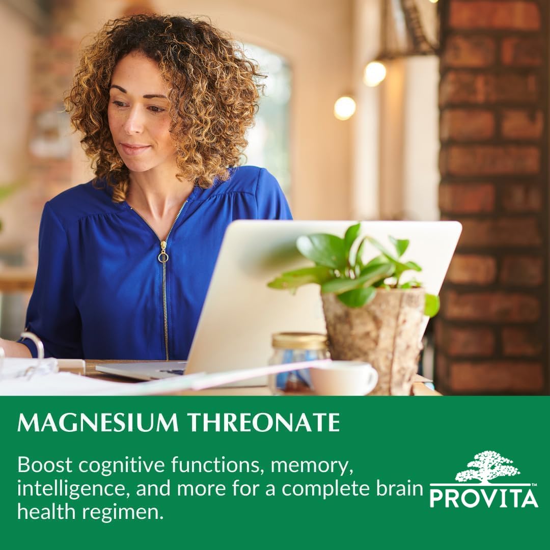 Magnesium Threonate - Elemental Magnesium by Provita | 50 mg from Magnesium L-Threonate, Vitamin C + Vitamin D3 | Helps in Mag-nesium Deficiency | Maintains Brain Electrolyte Balance | 90 Capsules