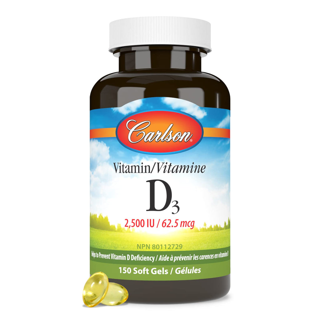 Carlson - Vitamin D3, 2500 IU (62.5 mcg), Cholecalciferol, Vitamin D Supplements, Vitamin D3 Soft Gels