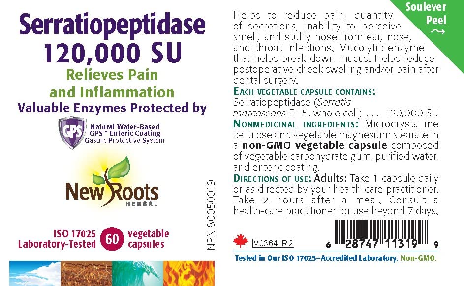 New Roots Herbal Serrapeptase Capsules, 120,000 SU, 60-Day Supply