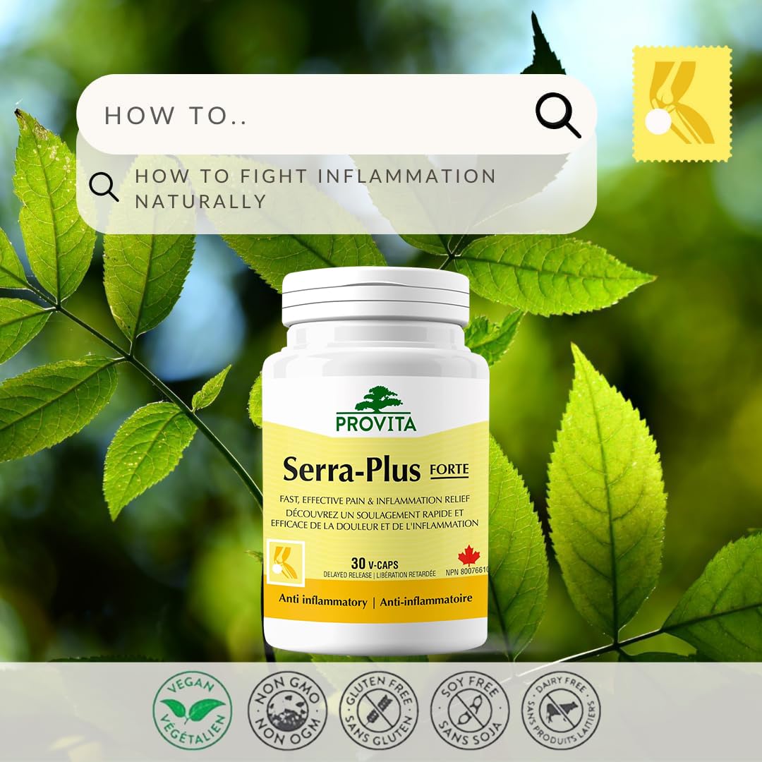 Serra-Plus fast relief for pain and inflammation, Canadian Made by Provita Nutrition