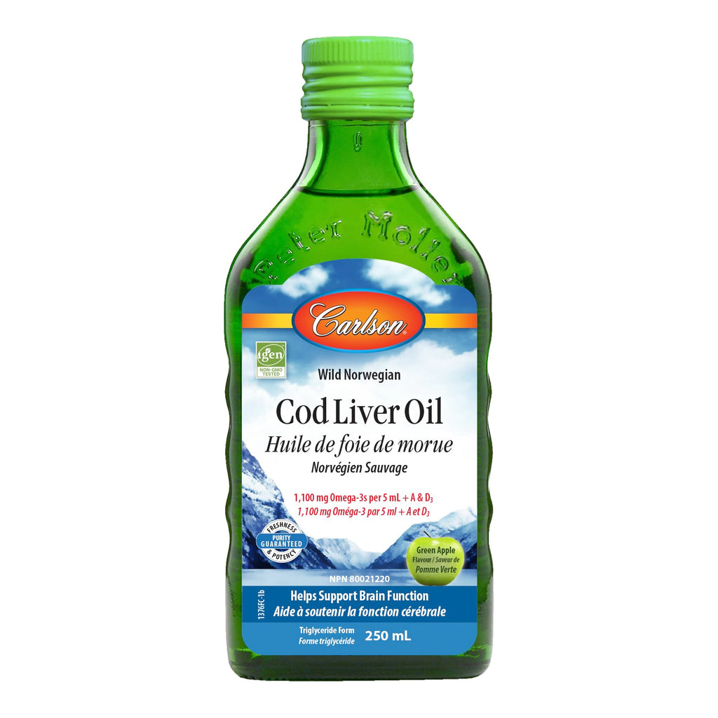 Carlson - Cod Liver Oil, 1100 mg Omega-3s + A & D3, Wild-Caught Norwegian Arctic Cod-Liver Oil, Sustainably Sourced Nordic Fish Oil Liquid