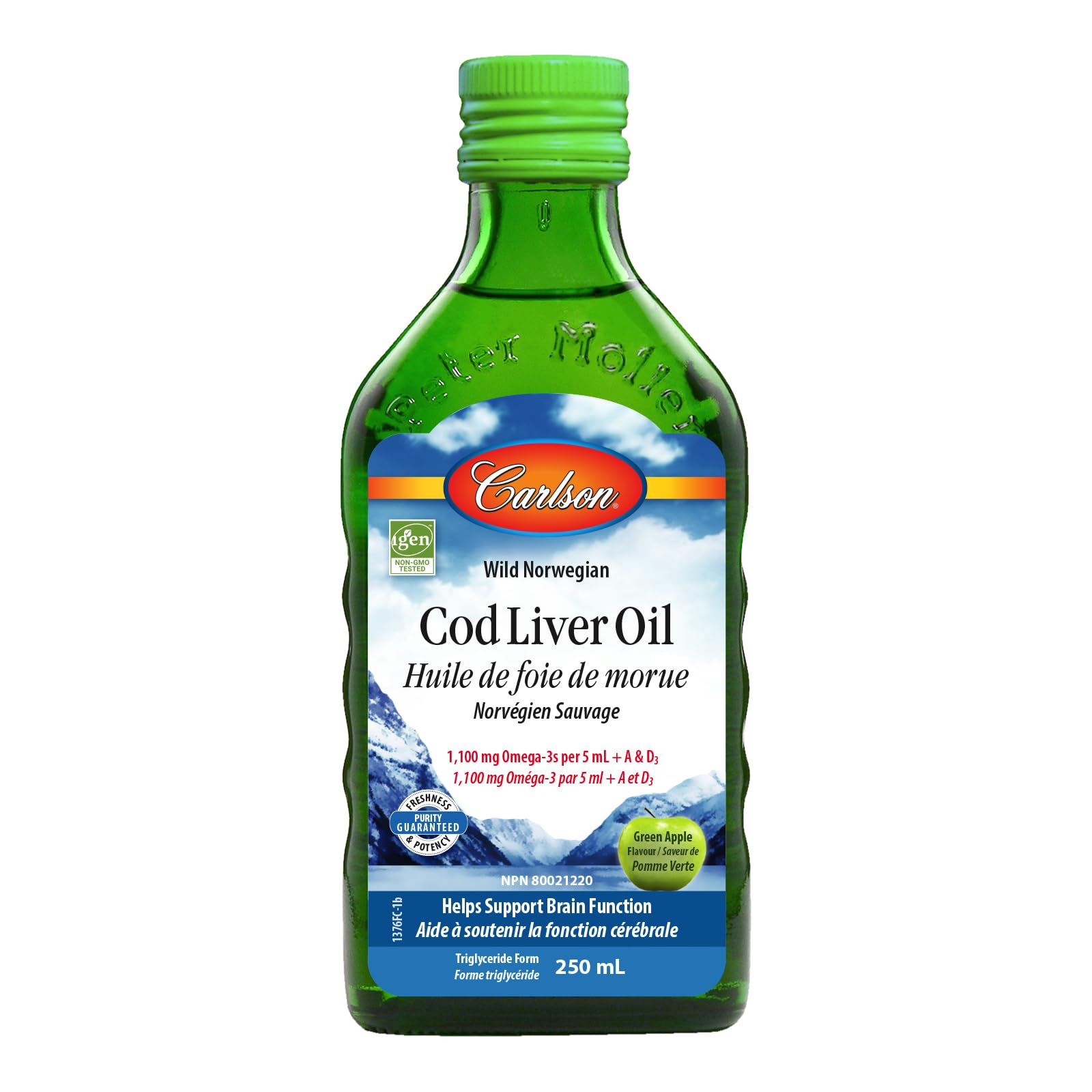 Carlson - Cod Liver Oil, 1100 mg Omega-3s + A & D3, Wild-Caught Norwegian Arctic Cod-Liver Oil, Sustainably Sourced Nordic Fish Oil Liquid