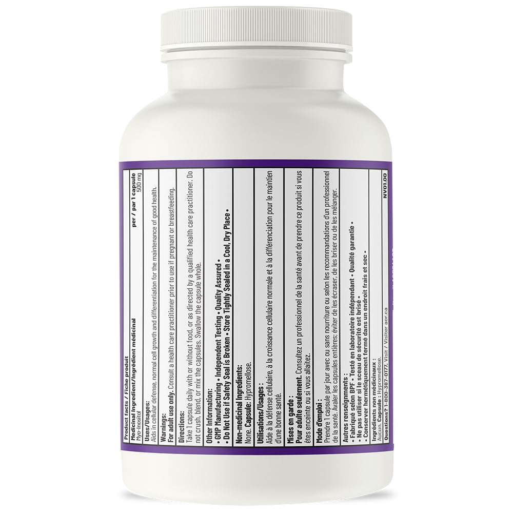 AOR - Inositol Caps 500mg, 90 capsules - Supplément de Myo-Inositol pour le soutien de l'humeur, la santé cérébrale et la santé mentale - Capsules d'Inositol - Aide à réguler les systèmes de signalisation cérébrale