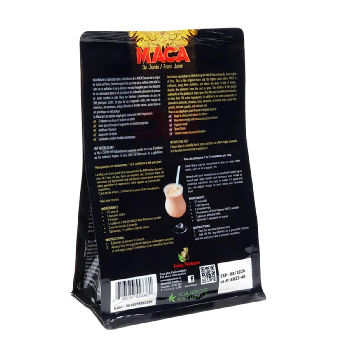 Inka Nature Maca Powder From Junin 150g, 30 Servings, Maca Root for Women and Men, Supports Energy & Endurance, Promotes Hormonal Balance, Enhances Focus, Concentration, Learning and Memory, Vegan