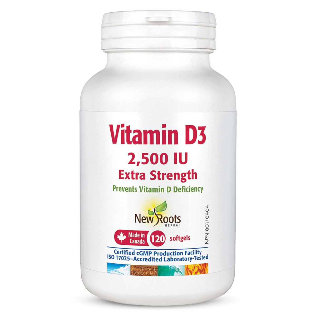 New Roots Herbal - Vitamin D3 2500 IU Extra Strength Softgels